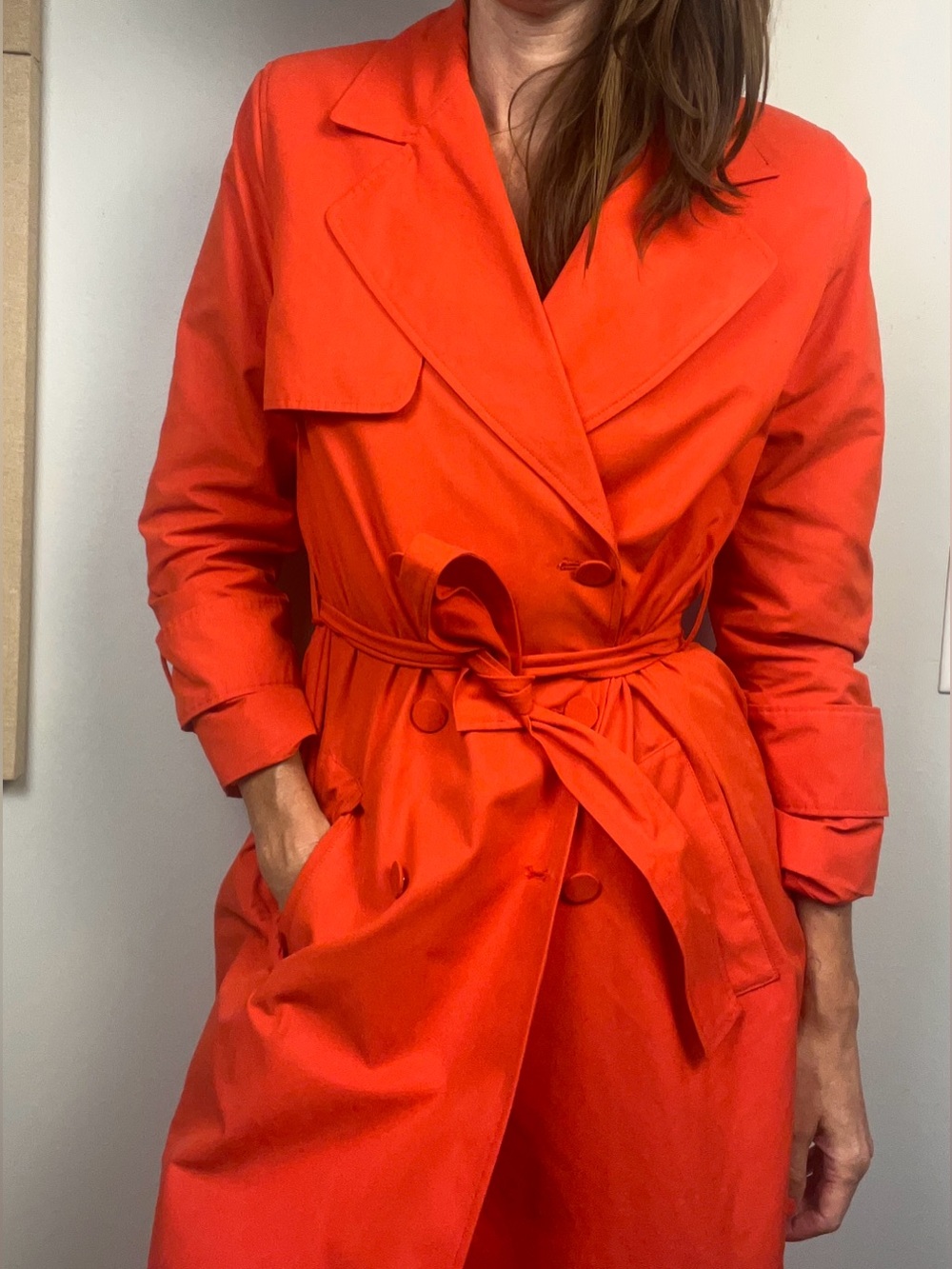 Sergio Hudson x Target Strong Shoulder Trench Coat – Coral Red – Size S